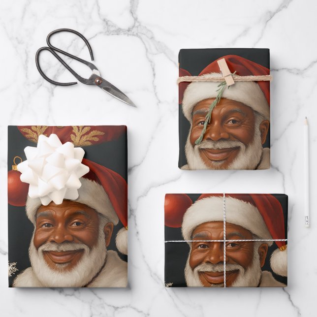 Hoja De Papel De Regalo Black Santa Sheets (Anverso)