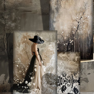 Hoja De Papel De Regalo Black Tie Elegant Moody Heavy Weight Decoupage