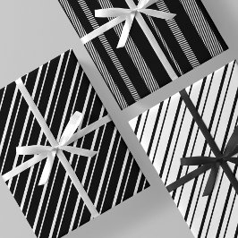 Hoja De Papel De Regalo Black & White Luxurious & Chic Stripes
