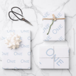 Hoja De Papel De Regalo Blanco azul pálido de un año