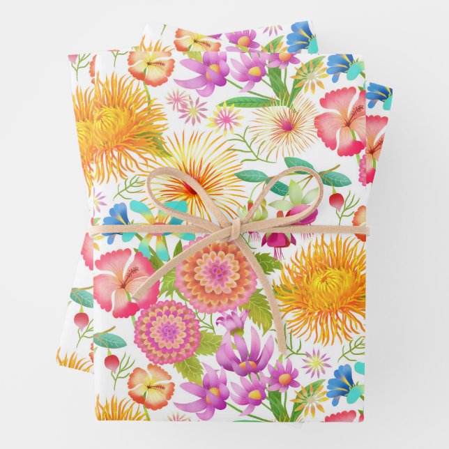 Hoja De Papel De Regalo Blanco botánico Fiesta de primavera (In situ)