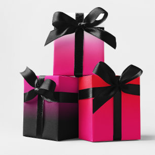 Hoja De Papel De Regalo Blanco Negro Rojo y Mezcla Ombre Rosa Caliente