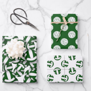 Hoja De Papel De Regalo blanco verde 3 pc voleibol de coordinación