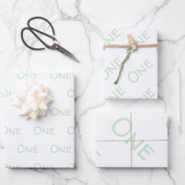 Hoja De Papel De Regalo Blanco verde bebé de un año