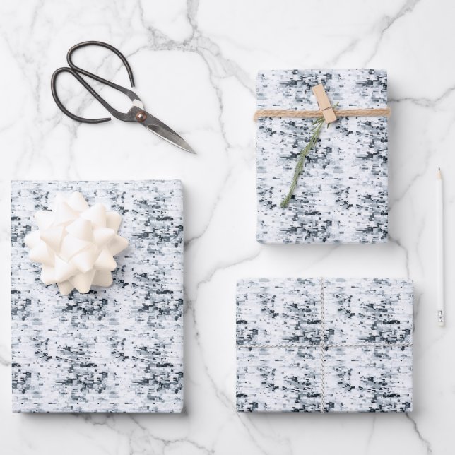 Hoja De Papel De Regalo Blanco y negro abstracto  (Anverso)