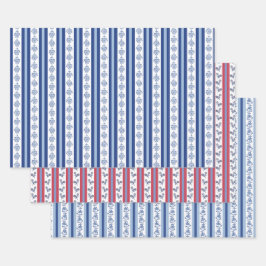 Hoja De Papel De Regalo Block Print Botanical Stripes