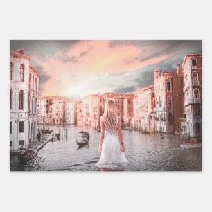 Hoja De Papel De Regalo Blondie En La Venecia Romántica