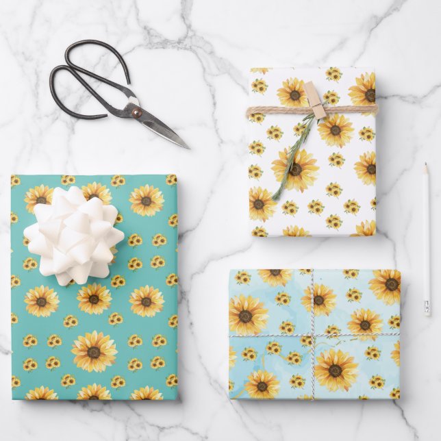 Hoja De Papel De Regalo Bloomind sunflowers in the garden (Anverso)