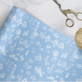 Hoja De Papel De Regalo Blue and Black Charleston Toile
