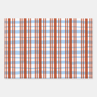 Hoja De Papel De Regalo Blue and Red Plaid / Stripe Gift Wrap 