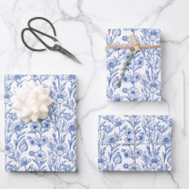 Hoja De Papel De Regalo Blue and White Chinoiserie Wildflower