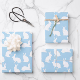 Hoja De Papel De Regalo Blue And White Pattern Of Cute Bunnies Cute Easter