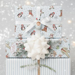 Hoja De Papel De Regalo Blue Babys First Christmas Winter Pajamas<br><div class="desc">Este lindo papel de envoltura de personalizado de Navidad de bebé, neutral de género, tiene 3 sábanas únicas: 1. Ilustracion hecho a mano de pijamas de invierno, animales rellenos y bichos colgados en un tendedero, contra un patrón de Navidades pijama bodysuit, animales de lujo, botellas de bebé, bibs, pacificadores, regalos...</div>