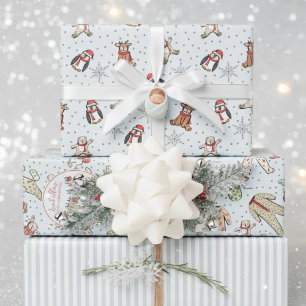 Hoja De Papel De Regalo Blue Babys First Christmas Winter Pajamas