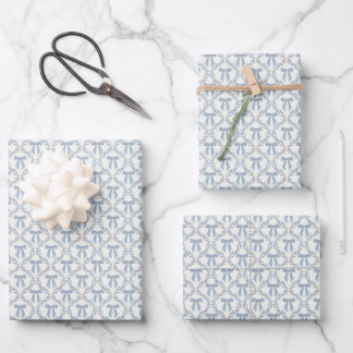 Hoja De Papel De Regalo Blue Coquette Bows, Trellis, Preppy