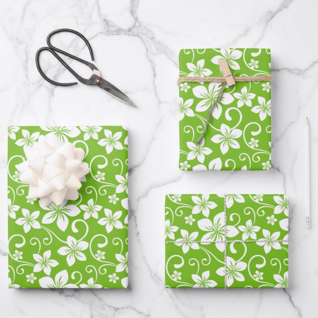 HOJA DE PAPEL DE REGALO BLUE HAWAII (LIME) (Anverso)