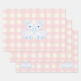 Hoja De Papel De Regalo Blue Marshmallow Bunny Rabbits Easter