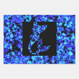 Hoja De Papel De Regalo Blue mermaid Splattered Paint 
