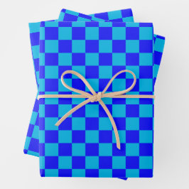 Hoja De Papel De Regalo Blue Monochrome Checkerboard Pattern