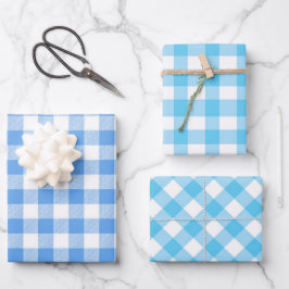 Hoja De Papel De Regalo Blue Plaid Gingham