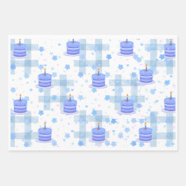Hoja De Papel De Regalo Blue-Themed Birthday