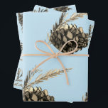 Hoja De Papel De Regalo Blue Winter Christmas Tree Pine Branch Cones<br><div class="desc">Este minimalista y sencillo papel de envoltura con el árbol azul de la Navidad y la rama de pino y cono siempre verde perfecto para preparar regalos para esta temporada navideña</div>