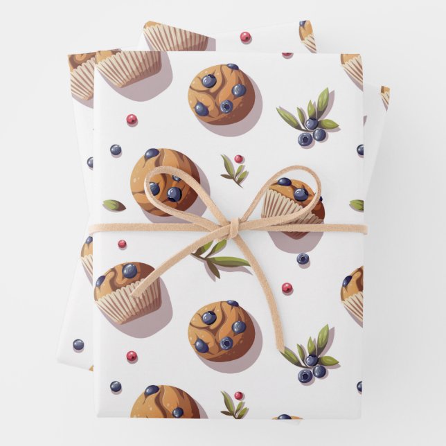 Hoja De Papel De Regalo Blueberry Muffins (In situ)