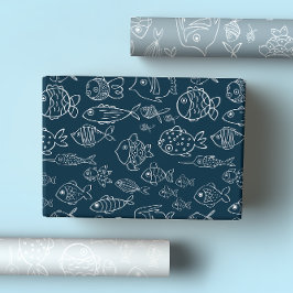 Hoja De Papel De Regalo Blues costeros Pescado del océano