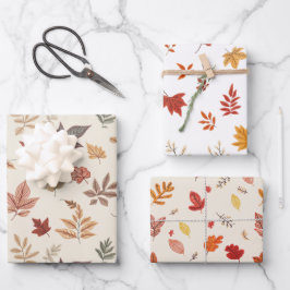 Hoja De Papel De Regalo Blush Fall Leaves Pattern 