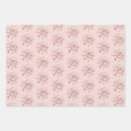Hoja De Papel De Regalo Blush Pink White Snowflakes Christmas