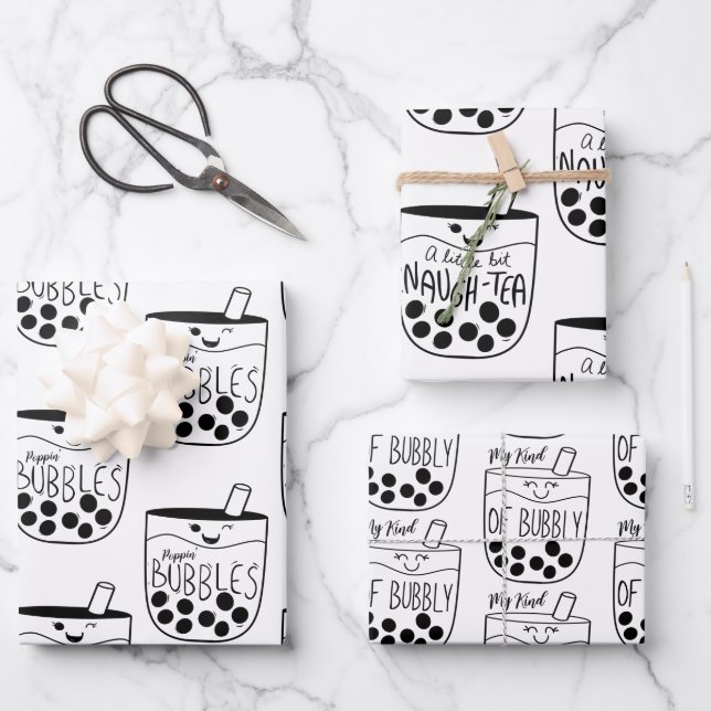 Hoja De Papel De Regalo Boba Bubble Tea Naughty Bachelorette (Anverso)