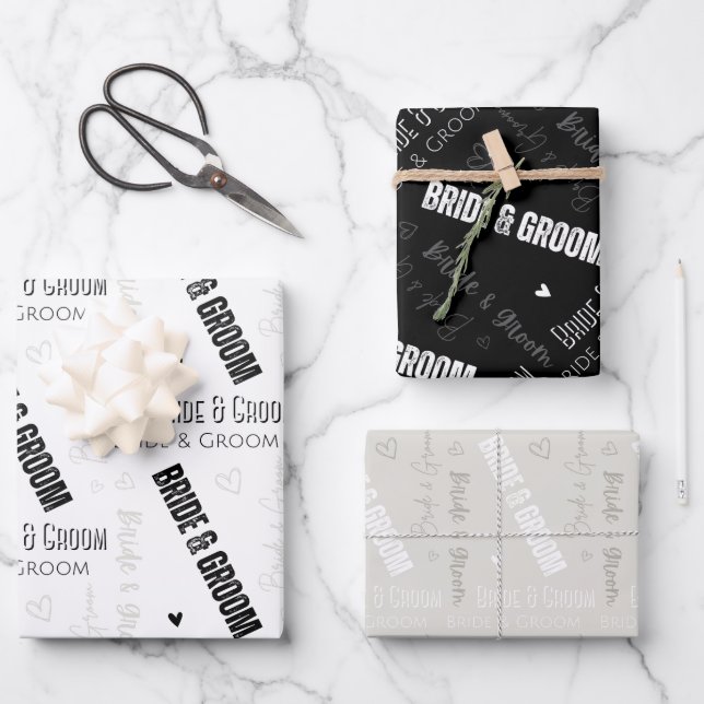 Hoja De Papel De Regalo Boda Bride y Groom (Anverso)