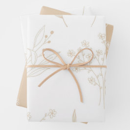 Hoja De Papel De Regalo Boda de Boho Beige White Floral