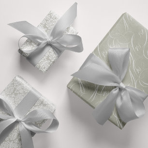 Hoja De Papel De Regalo Boda de caligrafía de guion de encaje gris pastel