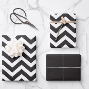 Hoja De Papel De Regalo Boda de Chevron negro y blanco, víspera de Año Nue