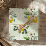 Hoja De Papel De Regalo Boda de cítricos floral de limón moderno<br><div class="desc">Diseño moderno y de bonito con limones,  flores blancas y hojas de salvia,  todo pintado de acuarela. Degustación perfecta para regalos de boda,  aniversario y ducha de novia.</div>