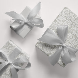 Hoja De Papel De Regalo Boda de encaje gris plateado
