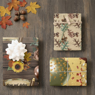 Hoja De Papel De Regalo Boda de otoño rústica