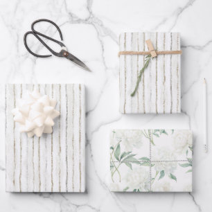 Hoja De Papel De Regalo Boda de rayas grises blancas