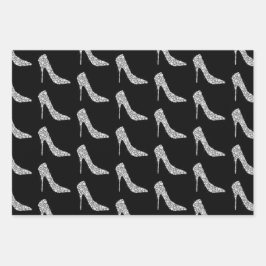 Hoja De Papel De Regalo Boda de zapatos de tacón de alto nivel de diamante