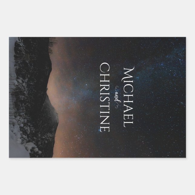 Hoja De Papel De Regalo Boda del cielo nocturno bajo las estrellas (Anverso)