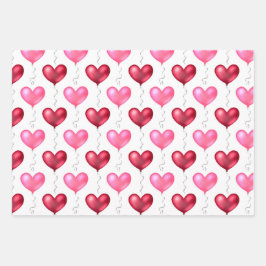 Hoja De Papel De Regalo Boda El día de San Valentín de Corazón Rojo y Rosa