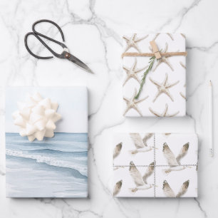 Hoja De Papel De Regalo Boda en la playa del océano azul