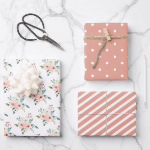 Hoja De Papel De Regalo Boda floral acuarela melocotón