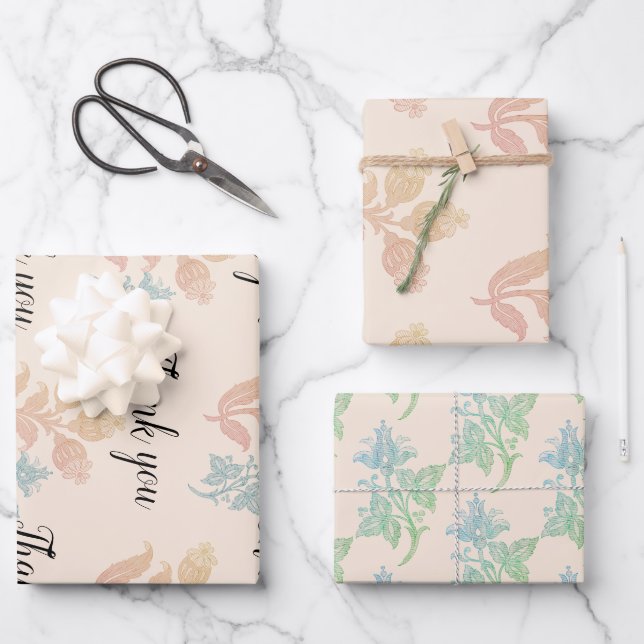 Hoja De Papel De Regalo Boda Floral Boho Pastel Peach (Anverso)