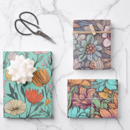 Hoja De Papel De Regalo Boda Floral Boho Vintage Cumpleaños