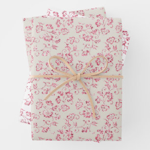 Hoja De Papel De Regalo Boda floral con brillo rosa crema romántico