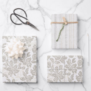 Hoja De Papel De Regalo Boda floral crema blanca chic