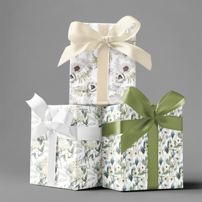 Hoja De Papel De Regalo Boda Floral Flor Acuarela Crema Blanca  (Subido por el creador)