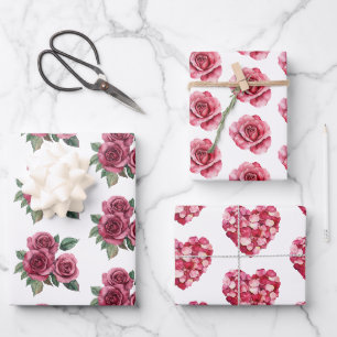Hoja De Papel De Regalo Boda Floral Roses Rojos